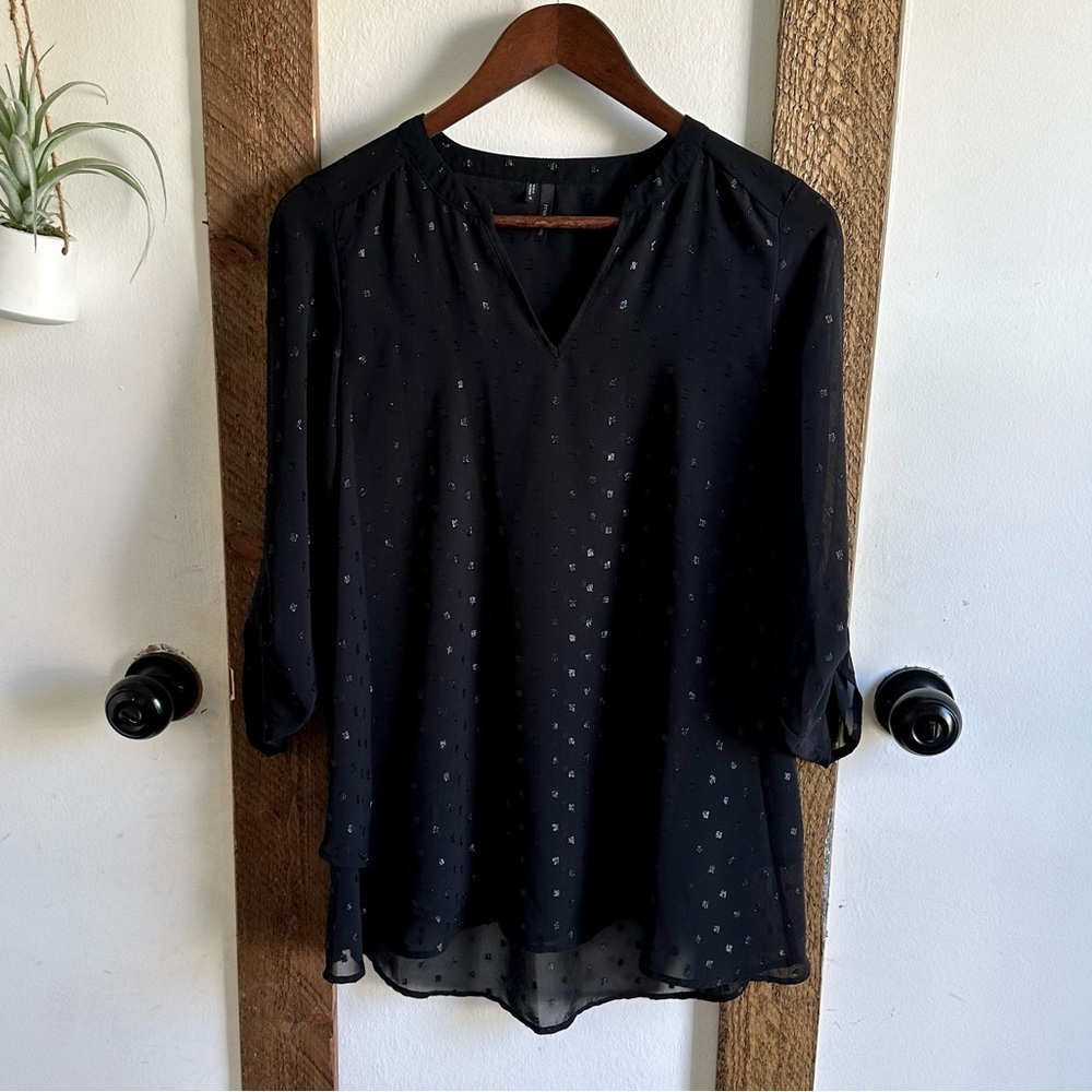 Maurices Sheer Overlay Tunic Blouse Women’s Small EUC